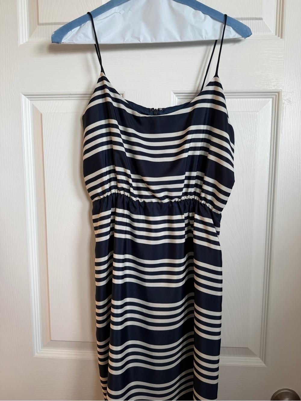 J Crew Navy and White Striped Slip Dress